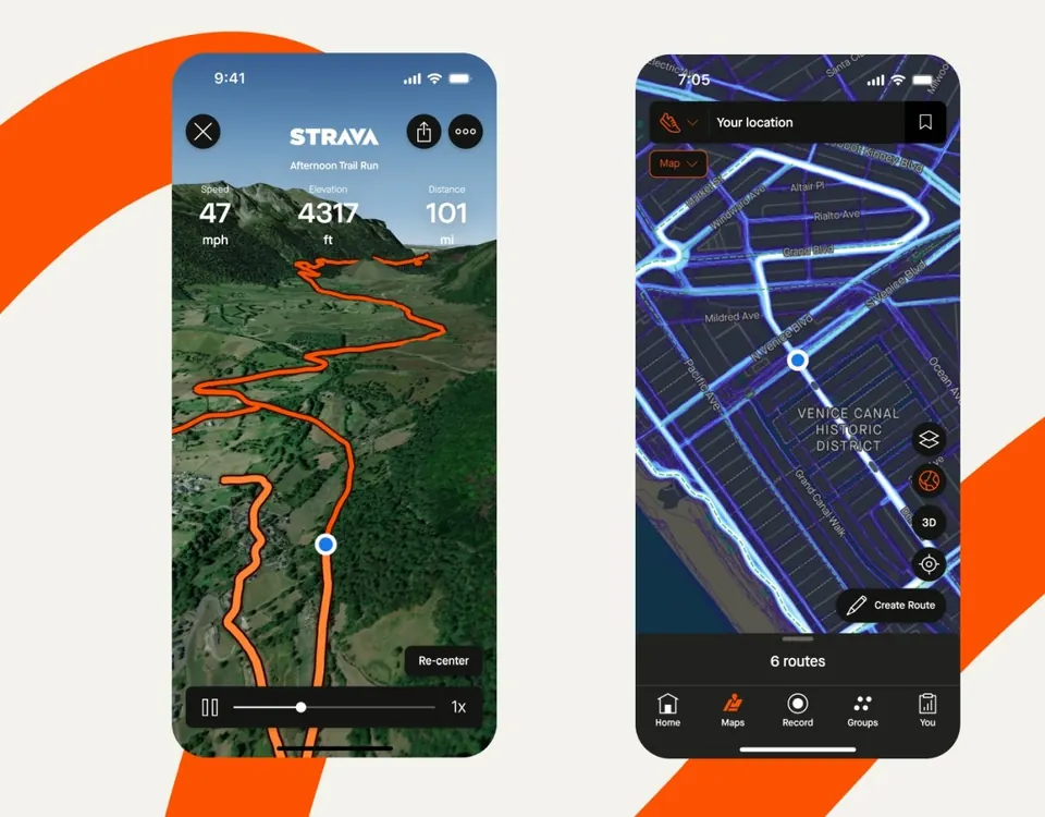 App Strava: mapa de una ruta de carrera y creador de rutas